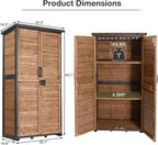 Outdoor Storage Shed, Outdoor Storage Cabinet with Sturdy Iron-Frame & Anti-Corrosion Wood, Adjustable Shelves, Weather-Resistant Louvered Door for Garden Tools, Patio Utility Tool Storage