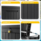 Vixzen 280 Gallon Resin Deck Box, Lockable Outdoor Storage Box for Patio Cushions Storage Furniture,Garden Tools, Pool Supplies, Weatherproof and UV Resistant- Black