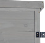 Stylish Grey & Solid Wood Outdoor Storage Shed – Durable Metal Top Vertical Tool Cabinet Ideal for Backyard, Garden, and Patio Organization
