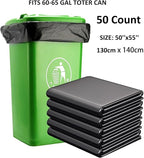 65 Gallon Trash Bags 1.8 Mil -50''x55'' Pack of 50 Thick Large Heavy Duty Multi-Use Garbage Bags Extra Large Strong Trash Can Liners for Office, Picnic,Kitchen, Bulk Bags (65 Gallon 50 Count)