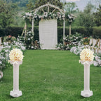 Roman Columns Wedding Column Stand Roman Pillar Plant Stand Plastic Greek Column Statue Pedestal Flower Pot Holder Decor, Wedding Event Party Elegant Decorative Column (White, 2Pcs, 10.63x34.65 Inch)