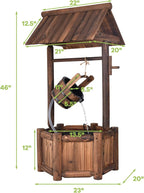 S AFSTAR Wishing Well Water Fountain, Rustic Wood Outdoor Waterfall Fountain with UL Certificated, Garden Wishing Well, Electric Pump Wishing Wells for Outdoor Yard Garden Backyard Decoration