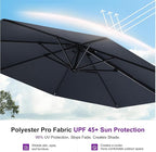 PURPLE LEAF 11 Feet Patio Umbrella with Base Outdoor Cantilever Round Umbrella Aluminum Offset Umbrella with 360-degree Rotation for Garden Deck Pool Patio, Grey