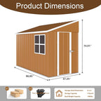 KEIKI 8x4 FT Heavy-Duty Metal Storage Shed, Outdoor Storage Shed with 2 Doors, Windows & Ventilation, Utility and Tool Shed with Slooping Roof for Garden, Backyard, Patio, Lawn