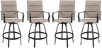 Vongrasig 4 Piece Outdoor Patio Swivel Bar Chairs, All Weather Padded Sling Textile High Top Bar Stools, Bistro Set for Backyard, Lawn Garden, Balcony, Gray