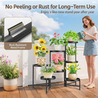 LASZOLA 7 Tiered Folding Plant Stand Indoor for Multiple Large Planter, Tall Heavy Duty Adjustable Rack with Rust Proof 10 Inch Wide Tray, Sturdy Vertical Tree Organizer for Narrow Inside Floor, Black