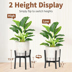LASZOLA Black Adjustable Plant Stand for Single Large Outdoor Indoor Planters, Heavy Duty Metal Floor Fern Holder Fits 8 to 12 Inch Pots, Elevated Big Flower Stool for Patio – Pot Not Included, 1 Pack