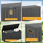 Outdoor Storage Box, Resin Deck Boxes Outdoor Waterproof For Patio Furniture, Garden Tools, Pool Supplies, Durable And UV Resistant, Lockable (72 Gallon, Black)
