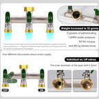 3 Way Garden Hose Splitter, Heavy Duty Brass Nickel Plated Rust Resistant Faucet Manifold, 3/4" Frost Resistant Outdoor Hose Adapter Connector，Hose Spigot Adapter with 3 Large Green Handles