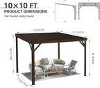 Domi 10'x10' Lean to Gazebo Hardtop, Expandable Wall Mounted Pergola with Gutters & Galvanized Steel Roof, 60MPH Wind Resistance, Outdoor Heavy Duty Metal Awning for Patio, Deck, Backyard - Brown