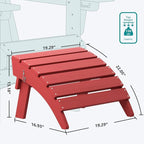 SERWALL Folding Adirondack Footrest, All Weather Adirondack Ottoman Without Assembly, Red