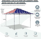 EAGLE PEAK 13x13 Straight Leg Pop Up Canopy Tent Instant Outdoor Canopy Easy Single Person Set up Folding Shelter w/Auto Extending Eaves 169 Square Feet of Shade (American Flag)