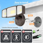 Onforu 80W 9000LM Flood Lights Outdoor, Brightness Security LED Flood Lights with 3 Adjustable Heads, Switch Controlled, IP66 Waterproof 6500K Outside Exterior Flood Light for Yard Garage Eave Patio