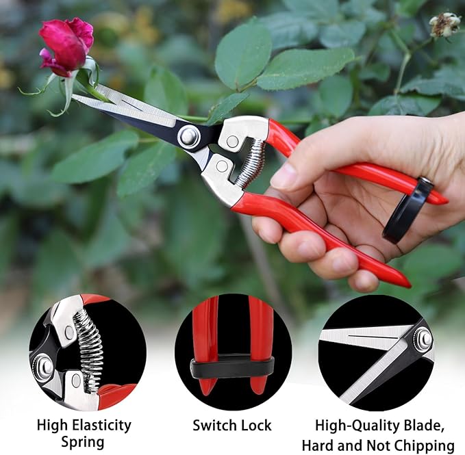 Kynup 3Pack Pruning Shears, Garden Shears, Pruning Shears for Gardening, Gardening Shears Scissors Clippers, Garden Tools Set with Gloves, Stainless Steel, Soft Grip Handle