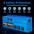 1000W Pure Sine Wave Inverter DC 12V to AC 110V/120V Converter 2000w (Peak) Car Power Converter with 3 AC Outlets, 4USB Port,Power Inverter for Car, Truck, Home, Vehicles, Laptop