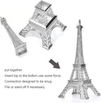 ESHATO Silver Metal Eiffel Tower Statue, 10inch Decorative Figurine Replica Stand Holder for Cake Topper Table Decor Gift Party Home Decoration