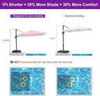 PURPLE LEAF 8' X 8' Patio Umbrella for Pool 7' High Offset Outdoor Cantilever Umbrella Swimming Pool Umbrella with 360°Rotation for Poolside Terra