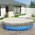 ECOOPTS 14 ft Round Pool Cover for Above Ground Pools, Swimming Pool Cover Protector Winter Safety Cover (Beige White Stripes)