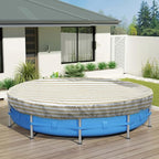 ECOOPTS 14 ft Round Pool Cover for Above Ground Pools, Swimming Pool Cover Protector Winter Safety Cover (Beige White Stripes)