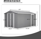 8x12 FT Metal Outdoor Storage Shed with Adjustable Side Door & Lockable Double Doors, Aluminum Frame, Weatherproof Tool Shed with Floor Frame for Garden, Backyard & Equipment Storage
