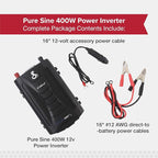 Cobra PURE SINE 400W Power Inverter, Portable – 400 Watt Car Charger, 2 Grounded AC Outlets, 2 Fast Charge USB Ports and Remote Controller (CPIALCDG1) Compatible