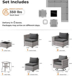 ovios 9 Pieces Patio Furniture Set, Outdoor Wicker Sectional Sofa with 2 Swivel Chairs Coffee Table, Modern Modular Deep Seat Rattan Couch Conversation Sets, Black