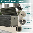 Domi 200 Gallon Outdoor Storage Box – Waterproof, UV-Resistant Deck Box with Lockable Lid for Patio Furniture, Garden Tools, Delivery Packages (Large Resin Storage Bin）