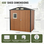 Outdoor Storage Shed 6x4 Ft, Lockable Metal Garden Shed with Window, Tool Shed Tiny House Vertical Outside Storage Building for Backyard, Lawn, Patio, Bike