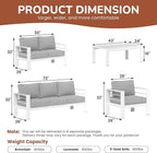 Solaste Aluminum Patio Furniture Set for All Weather, Oversized Metal Outdoor Furniture Set with 27.5" Deep Seating and 3.2" Wide Armrest, Outdoor Patio Conversation Set with 5" Cushion, White