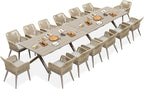 PURPLE LEAF 16 Pieces Outdoor Patio Dining Set All-Weather PE Rattan Furniture Set with All Aluminum Frame Outdoor Table and Chairs Set for 14 People Lawn Garden Backyard Deck, Champagne
