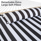 SUNCREAT Two Person Hammock with 12ft Stand Included, Max 475lbs Capacity, Heavy Duty Free Standing Hammock, Black Stripes