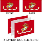 Embroidered Double Sided Marine Corps USMC Flag 3x5ft Outdoor- 3Ply Heavy Duty 300D Nylon 4 Rows Sewn- All Weather United States Official Marines Corps Flags Banner with 2 Brass Grommets
