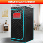 Portable Infrared Sauna for 1 Person, Red Light Therapy Full Size Home Sauna Box with Premium Dry Heating, Remote Temperature Control, Heated Foot Pad & Reinforced Folding Chair