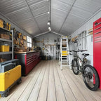 13ft x 11ft Dual Purpose Outdoor Shed: All-in-One Metal Tool Storage & Firewood Rack | Winter-Ready Design | Grey Galvanized Steel