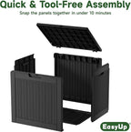 EasyUp 32 Gallon Resin Deck Box Waterproof, UV Resistant Outdoor Storage Box for Delivery, Garden, Patio,and Porch, Rattan Black