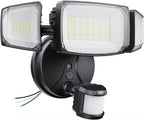 Olafus 80W Motion Sensor Outdoor Lights, 8000lm Hardwired Motion Flood Light Dusk to Dawn, IP65 Waterproof LED Security Floodlights, 6500K Motion Detector Lights for Outside, Black