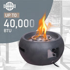 Afterglow TerraFab 22" Round 40,000 Btu Propane Fire Pit for Outdoor Patio Garden Backyard Decking Décor, Weather Resistant Cover and Lava Rocks Included, CSA Certificated, Dark Grey