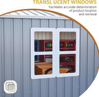 10X12 FT Outdoor Storage Shed Heavy-Duty Metal Sheds & Outdoor Storage with Floor Frame, Rustic Style Window and Lockable Doors Bright and Spacious Tool Sheds for Backyard Garden Patio Lawn, Gray