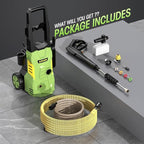 Electric High Pressure Washer - Portable Washer with 23 FT Water Outlet & 6.6 FT Inlet Hose, Steel Spray Wand, Foam-Adjustable Cannon, 4 Nozzle Set, Cleans Car/Patio/Fence/Window, 3800PSI 2.4GPM