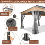 COBIZI Gazebo 12x20 Heavy Duty Gazebos with Improved Nettings Outdoor Gazebo Canopy Double Roof Patio Gazebos with Metal Steel Frame for Patio, Deck, Backyard (Gray)