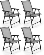 S AFSTAR Patio Chairs Set of 4, Outdoor Folding Dining Chairs with Armrests, Foldable Porch Chairs for Lawn Deck Backyard, Folding Chairs for Adults (Gray)