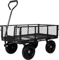 BILT HARD 880 lbs 10" Flat Free Tires Steel Garden Cart with 180° Rotating Handle and Removable Sides, Heavy Duty 4 Cu.Ft Capacity Utility Garden Carts and Wagons, Black