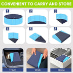 Dog Pool, Foldable Pet Swimming Pool with 6mm High-Strength PP Board, Hard Plastic Collapsible Doggy Pools for Small Dogs Kitty Duck, Non-Slip Doggie Bathtub Quick to Set Up and Drainage Hole, 63"