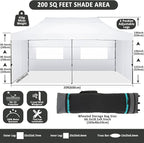 COBIZI 10x20 Pop Up Canopy with 6 Sidewall,Heavy Duty Canopy UPF 50+ All Season Wind Waterproof Commercial Outdoor Wedding Party Tents for Parties Canopy Gazebo with Roller Bag(10 x 20 ft White)