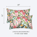 Pyonic Outdoor Pillows Cover Pack of 2 Floral Waterproof Throw Pillow Covers 12X20 inch Outdoor Lumbar Pillows for Patio Furniture Garden Outside Waterproof Throw Pillows