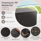 HAPPYGRILL 100 Gallon Resin Deck Box Outdoor Waterproof Storage with Lockable Lid, Rattan Texture Storage Container with Wheels for Pool Accessories, Garden Tool, Patio Furniture Cushion (Brown)