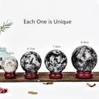 JIC Gem Small Black and White Tourmaline Crystal Sphere - Healing Crystal for Home Decor, Feng Shui, Divination or Fortune Telling, 50-60mm