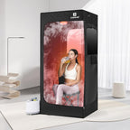 COSVALVE Portable Steam Sauna Box with Red Light for Home with 1600W 4L Steamer, Comfort Folding Chair, Indoor at Home Sauna Tent, Personal Steam Room for Relaxation, 2.9' x 2.9' x 5.9', Black