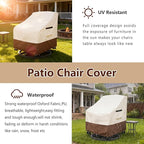 Patio Chair Covers 2 Pack,Swivel Lounge Chair Cover,Waterproof Heavy Duty Outdoor Lawn Patio Furniture Covers 28 W x 31 D x 38.5 H inches,Beige & Brown