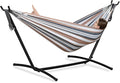 PNAEUT Double Hammocks with Stand for Outside, Portable Space Saving Heavy-Duty Steel Stand for Indoor Outdoor Patio with Carrying Bag, 450 lbs Capacity (Coffee)